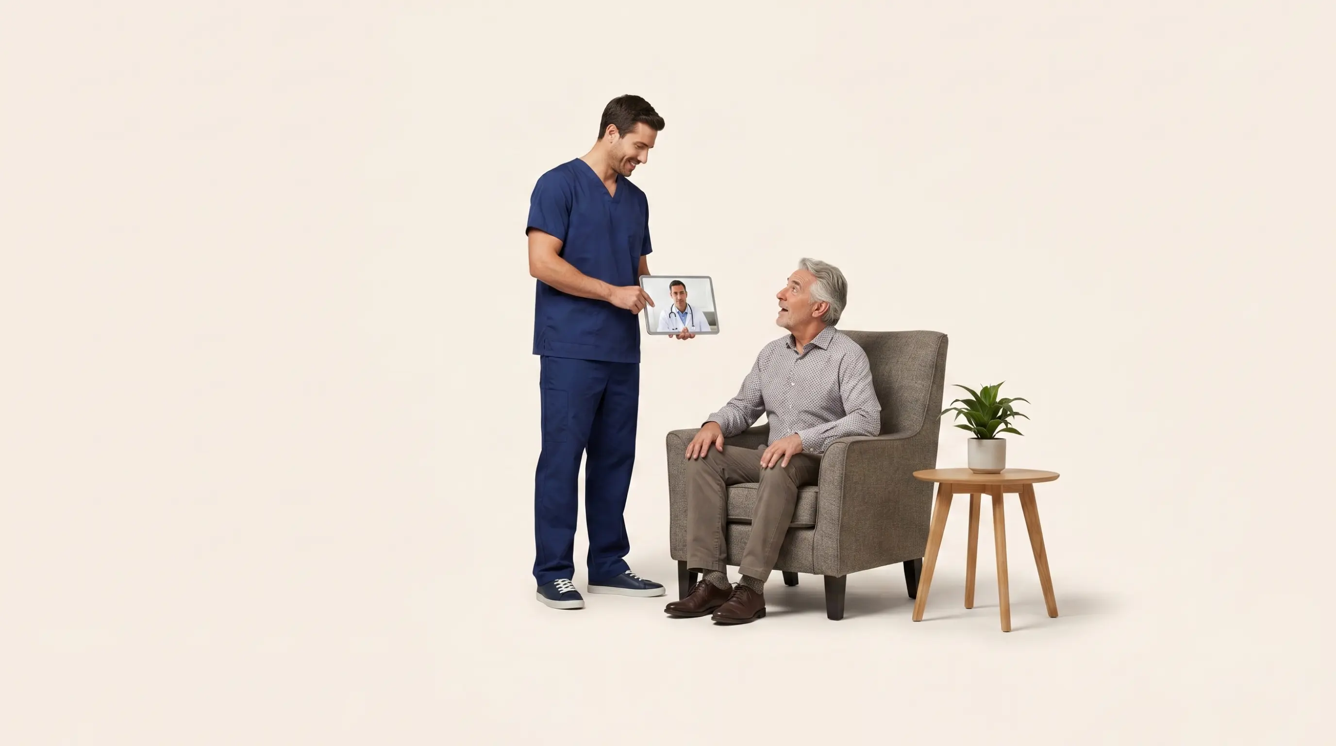 Profesional utilizando telemedicina para dar seguimiento a un paciente